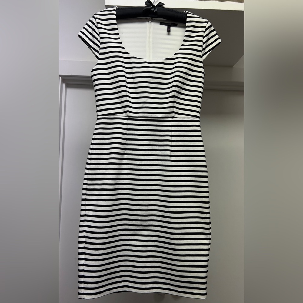 Vintage Victoria's Secret Bodycon cap sleeve Black and White Striped Dress